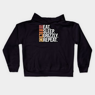 Eat. Sleep. Grizzly. Repeat. - Grizzly Bear Kids Hoodie